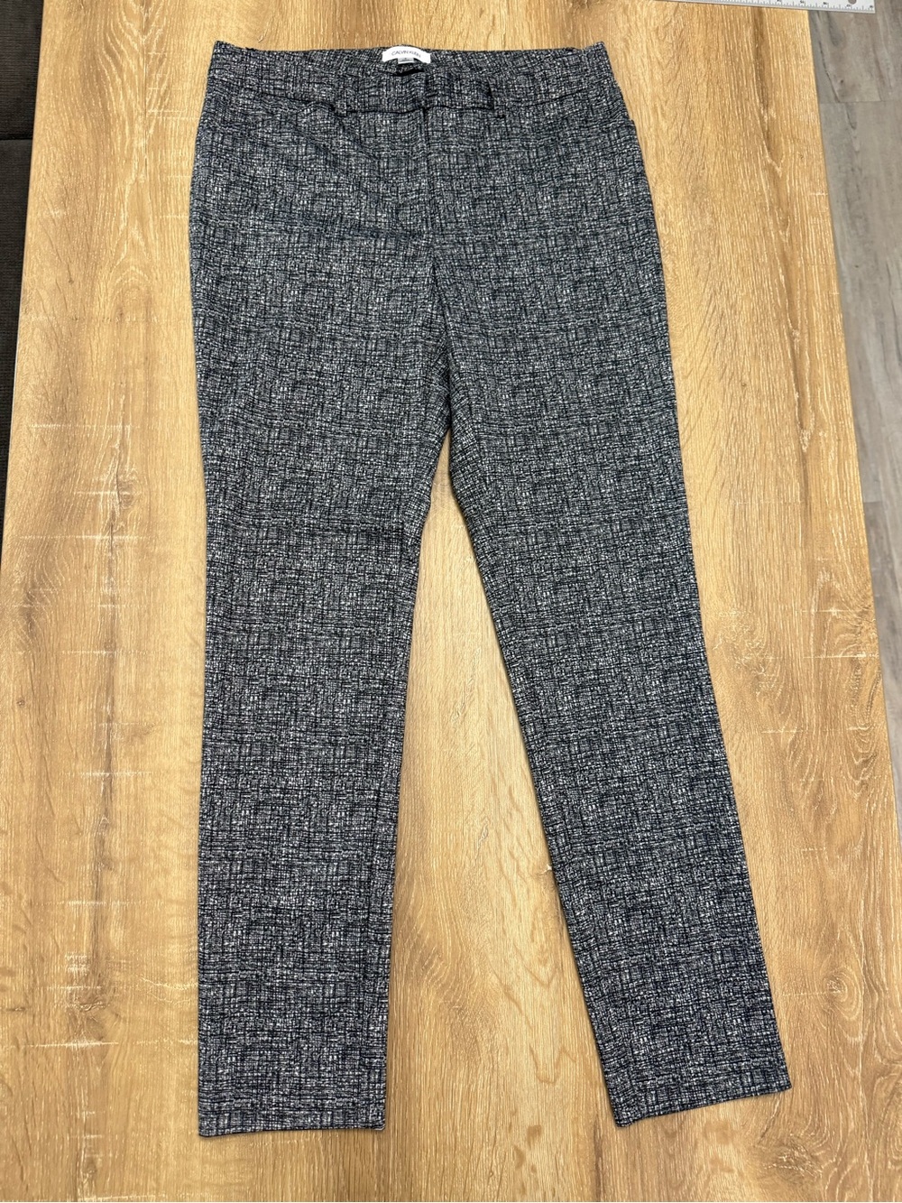 Calvin Klein Black & Gray Textured Ponte Trousers